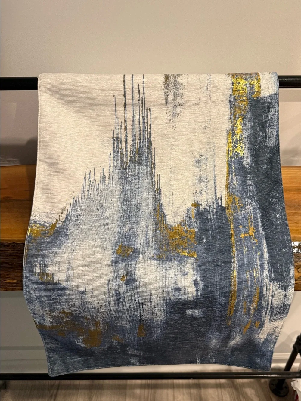 Blue and Gold Abstract Table Runner - Home Dining Table Linens